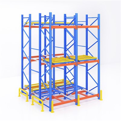 Três racks de paletes de push profunda de push de paletes